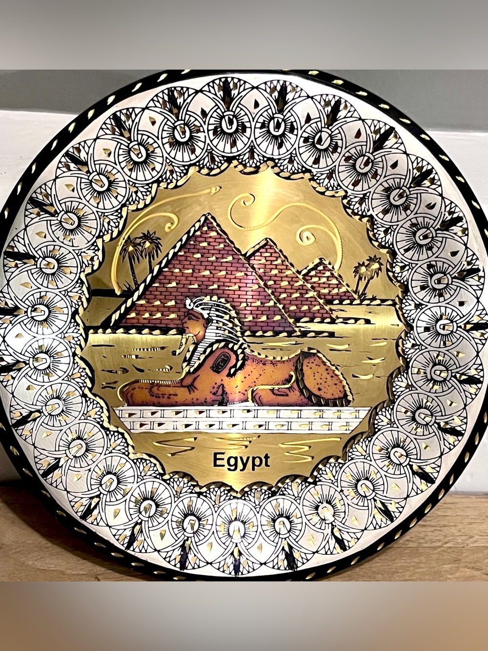 Vintage Handcrafted 100% Copper Egypt Souvenir Wall Map Plate 8” - Picture 3 of 5